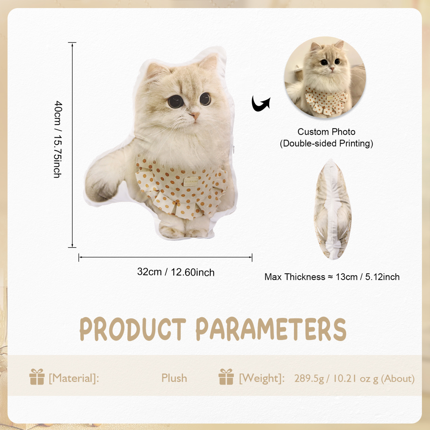 Custom 3D Pet Pillow Personalised Photo Pillow Custom Shape Double Printed Cotton Pillow-Jessemade AU