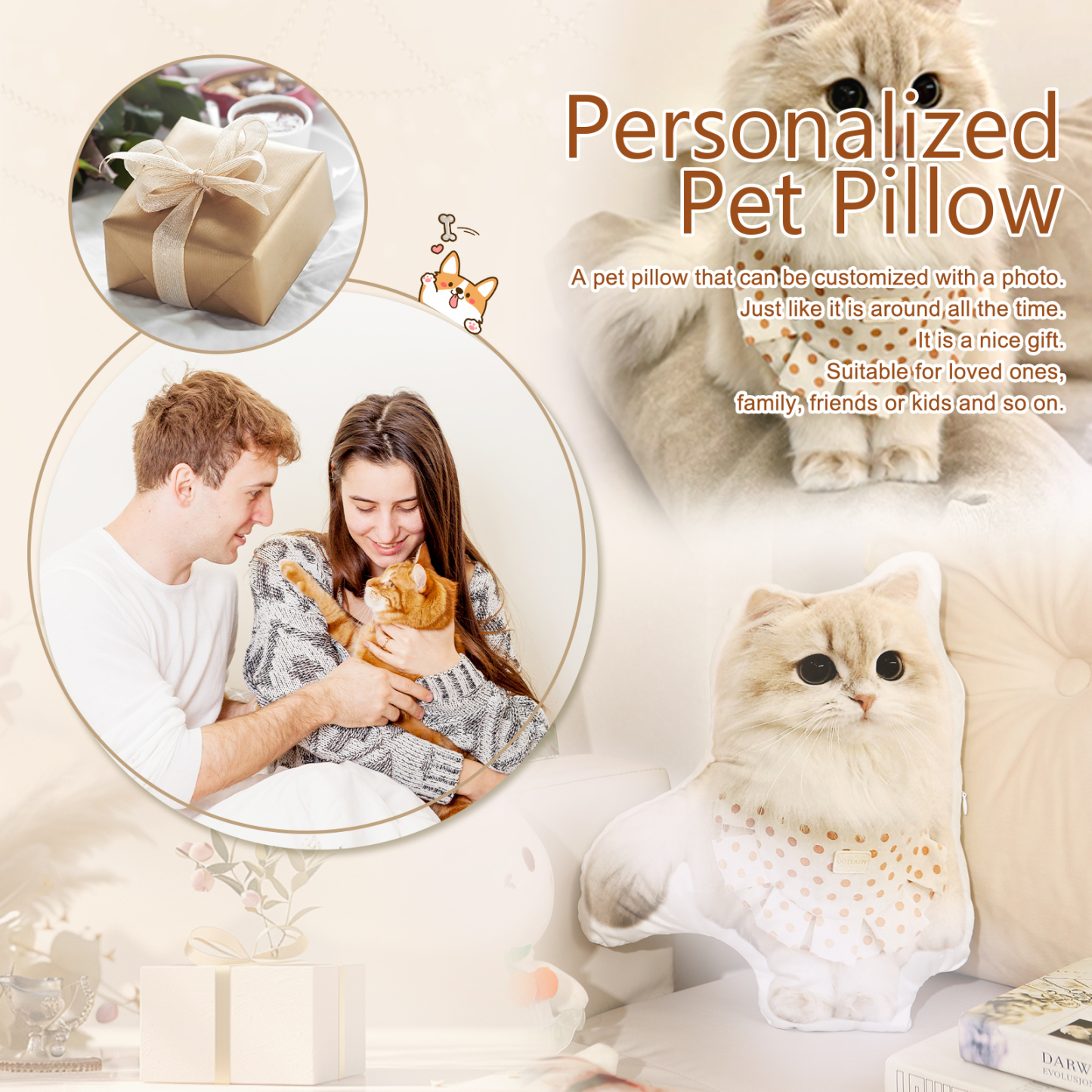 Custom 3D Pet Pillow Personalised Photo Pillow Custom Shape Double Printed Cotton Pillow-Jessemade AU