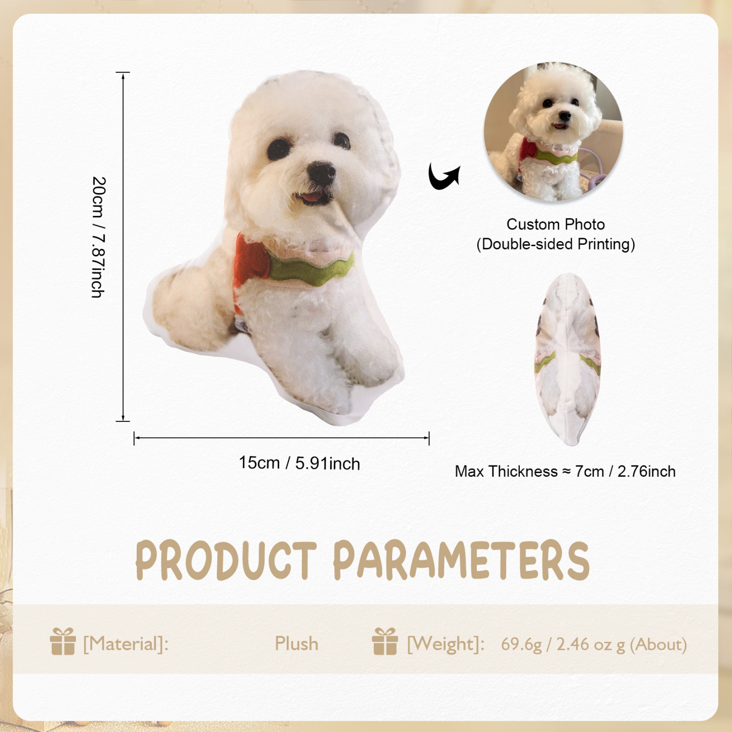 Custom 3D Pet Pillow Personalised Photo Pillow Custom Shape Double Printed Cotton Pillow-Jessemade AU