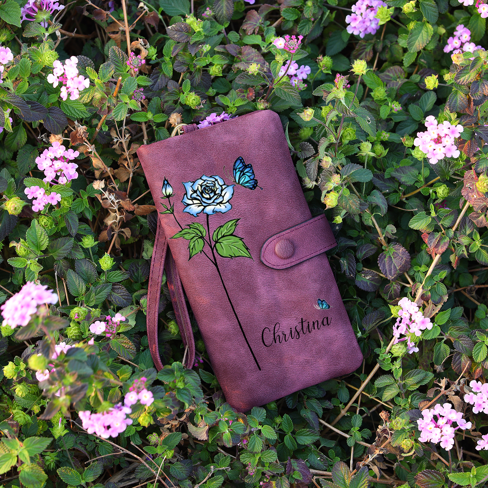 Personalised Women Wallet Custom Birth Flower Name Photo Valentines Day Gift