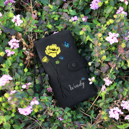 Personalised Women Wallet Custom Birth Flower Name Photo Valentines Day Gift