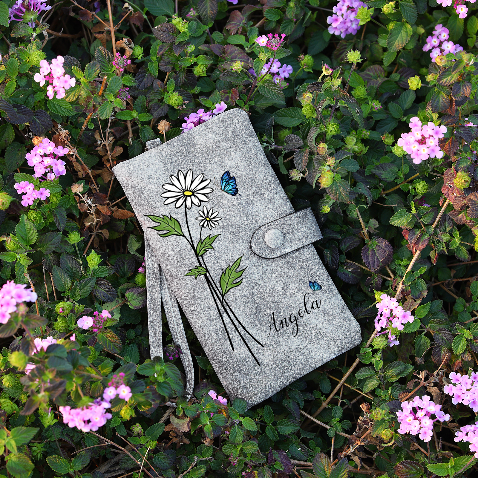 Personalised Women Wallet Custom Birth Flower Name Photo Valentines Day Gift