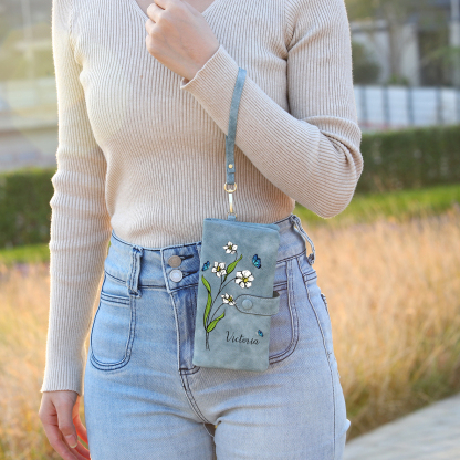 Personalised Women Wallet Custom Birth Flower Name Photo Valentines Day Gift