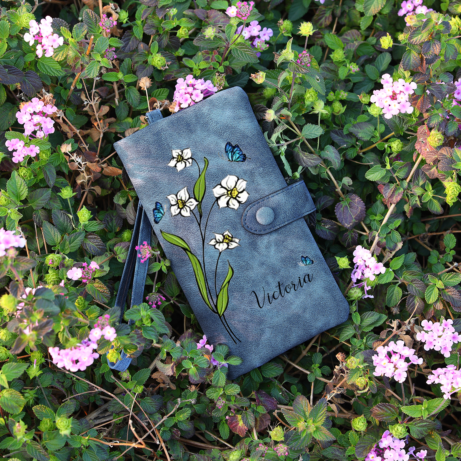 Personalised Women Wallet Custom Birth Flower Name Photo Valentines Day Gift