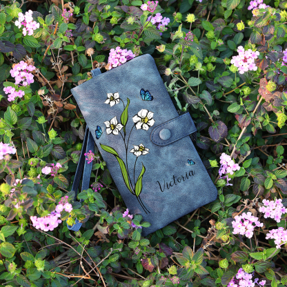 Personalised Women Wallet Custom Birth Flower Name Photo Valentines Day Gift