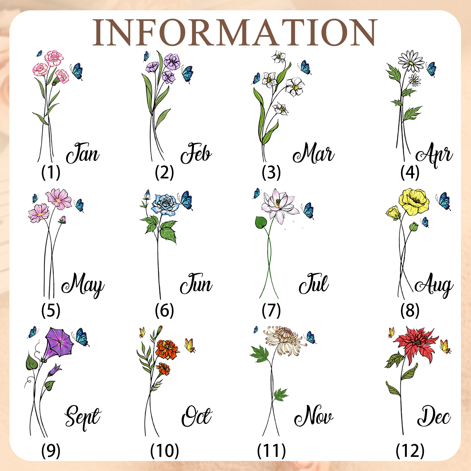 Personalised Women Wallet Custom Birth Flower Name Photo Valentines Day Gift