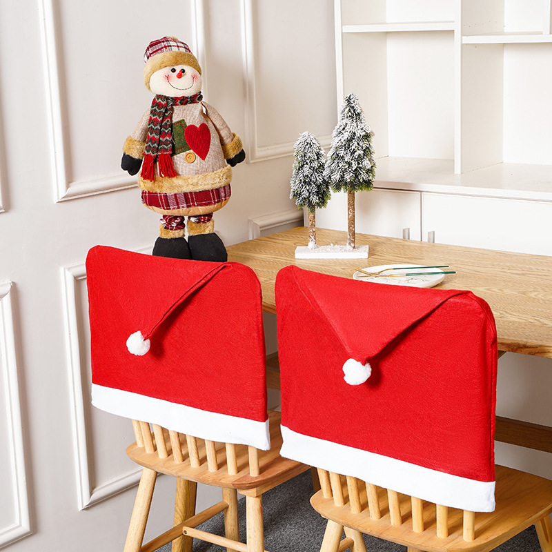Santa Hat Christmas Chair Cover Festive Holiday Decoration for Family Gatherings