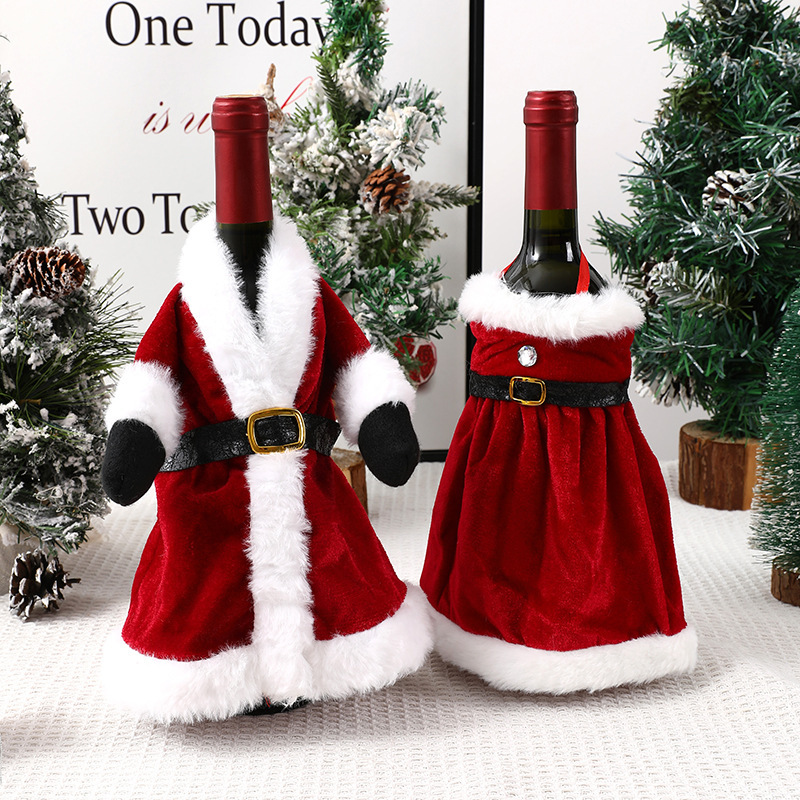 Festive Christmas Santa Wine Bottle Cover Set Perfect Holiday Decoration for Family Gatherings and Parties