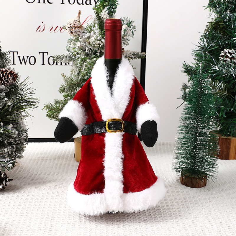 Festive Christmas Santa Wine Bottle Cover Set Perfect Holiday Decoration for Family Gatherings and Parties