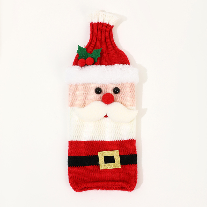 Santa Claus Red Wine Bottle Cover Christmas Festival Decoration