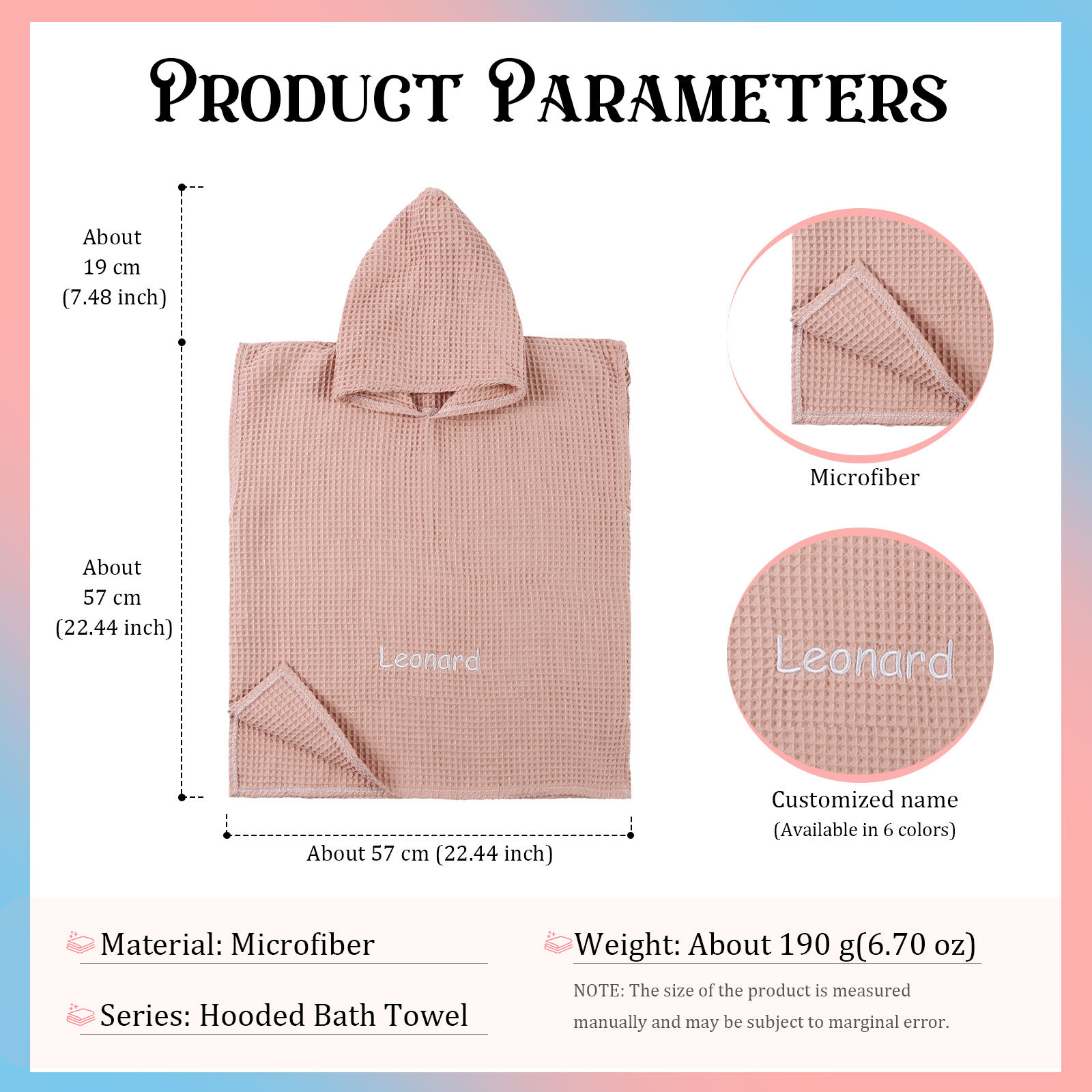 Personalised Name Hooded Baby Poncho Towel Muslin Bath Poncho For Toddler Kids Cotton Waffle Hooded Baby Bath Towels