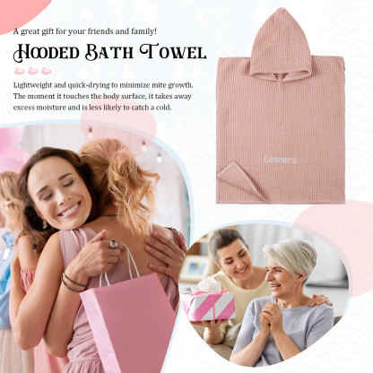 Personalised Name Hooded Baby Poncho Towel Muslin Bath Poncho For Toddler Kids Cotton Waffle Hooded Baby Bath Towels