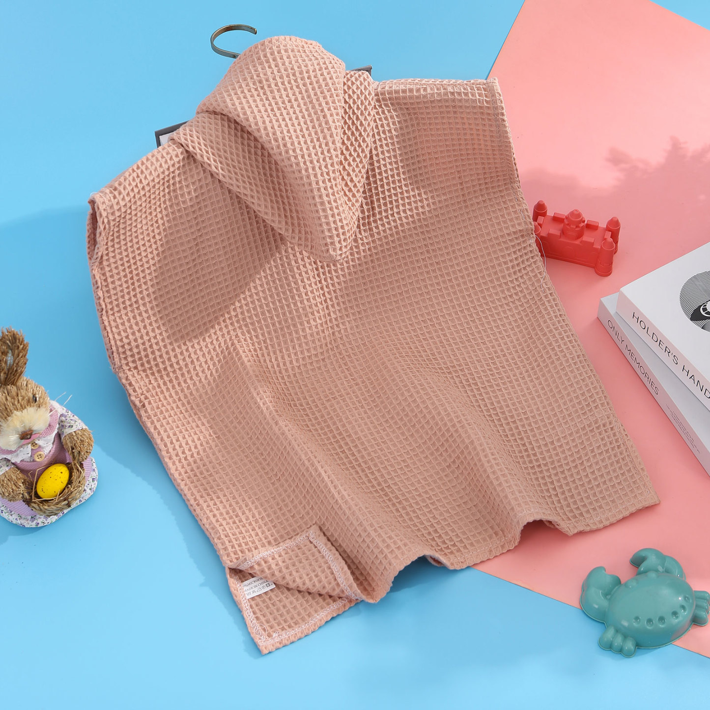 Personalised Name Hooded Baby Poncho Towel Muslin Bath Poncho For Toddler Kids Cotton Waffle Hooded Baby Bath Towels