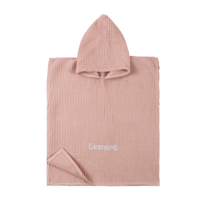 Personalised Name Hooded Baby Poncho Towel Muslin Bath Poncho For Toddler Kids Cotton Waffle Hooded Baby Bath Towels