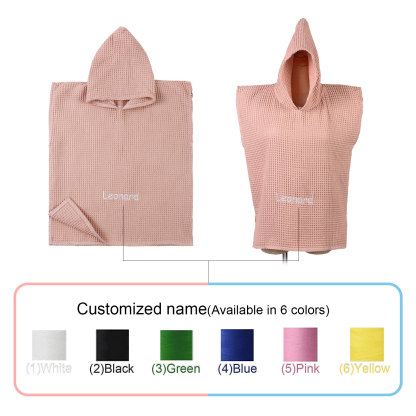 Personalised Name Hooded Baby Poncho Towel Muslin Bath Poncho For Toddler Kids Cotton Waffle Hooded Baby Bath Towels