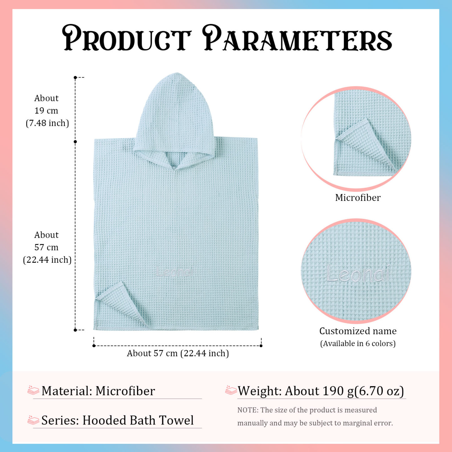 Personalised Name Hooded Baby Poncho Towel Muslin Bath Poncho For Toddler Kids Cotton Waffle Hooded Baby Bath Towels