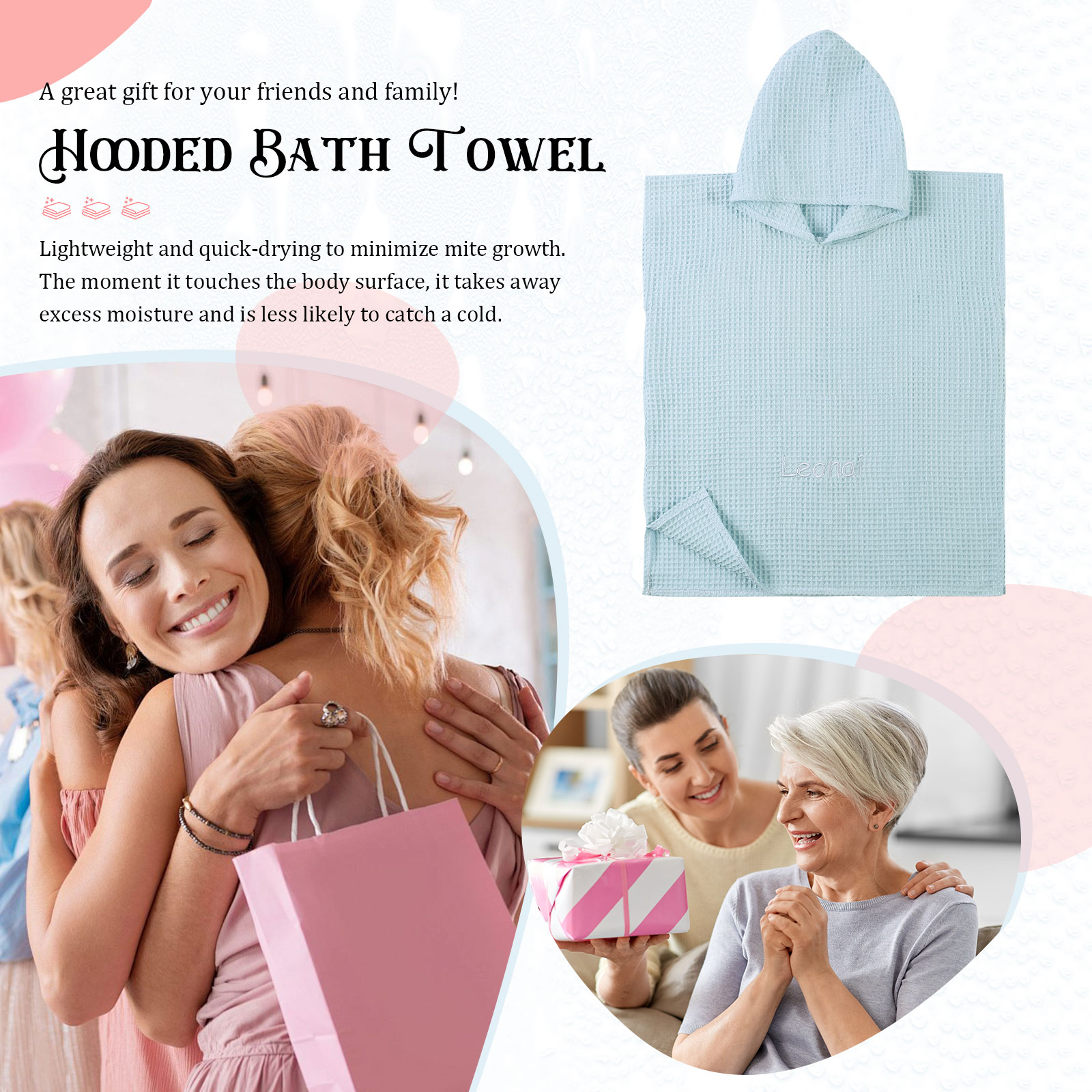 Personalised Name Hooded Baby Poncho Towel Muslin Bath Poncho For Toddler Kids Cotton Waffle Hooded Baby Bath Towels