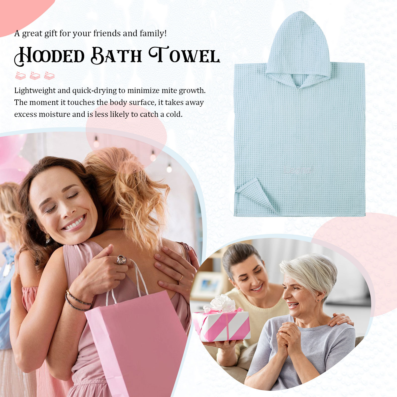 Personalised Name Hooded Baby Poncho Towel Muslin Bath Poncho For Toddler Kids Cotton Waffle Hooded Baby Bath Towels