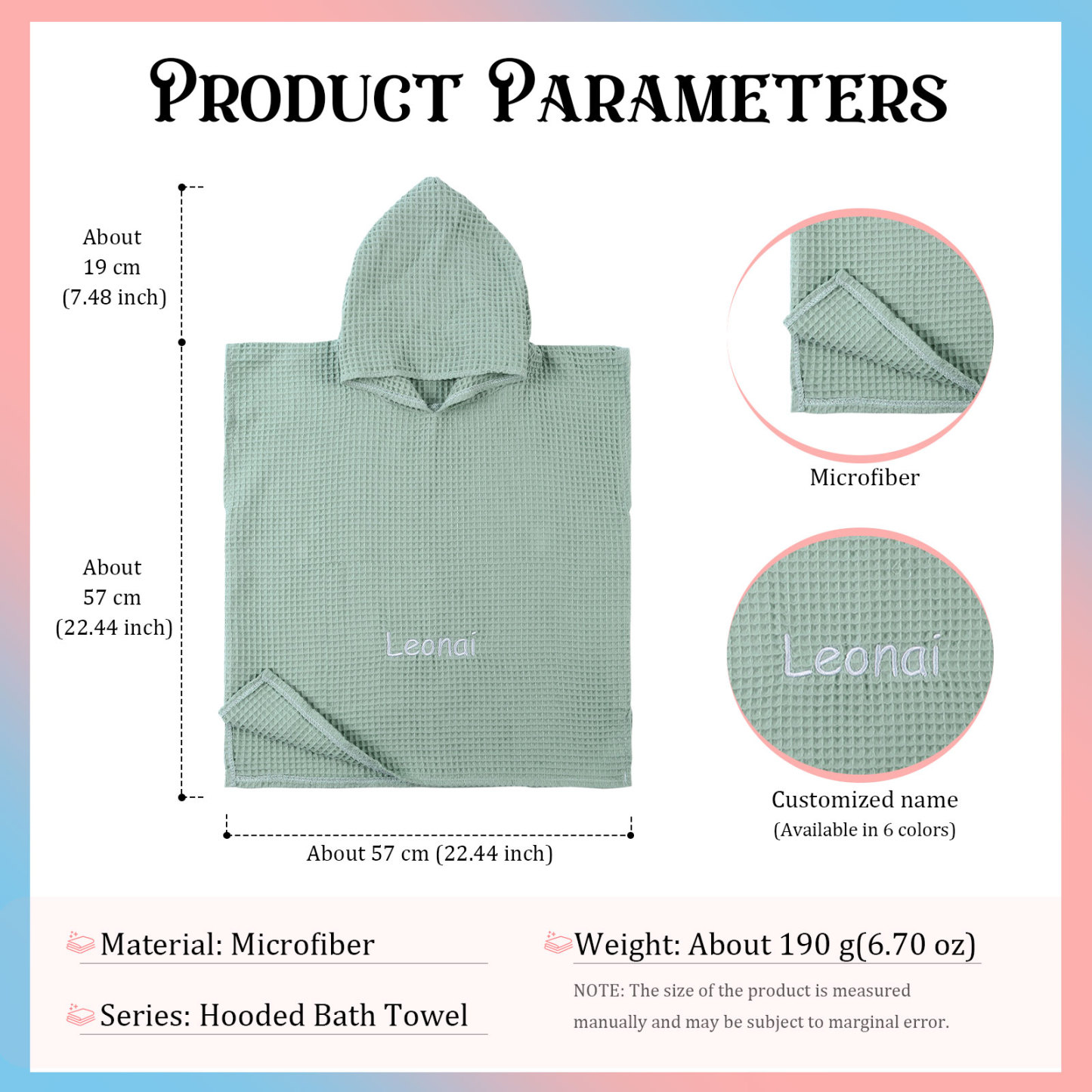 Personalised Name Hooded Baby Poncho Towel Muslin Bath Poncho For Toddler Kids Cotton Waffle Hooded Baby Bath Towels