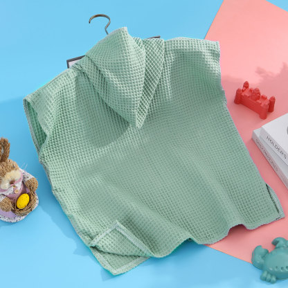 Personalised Name Hooded Baby Poncho Towel Muslin Bath Poncho For Toddler Kids Cotton Waffle Hooded Baby Bath Towels