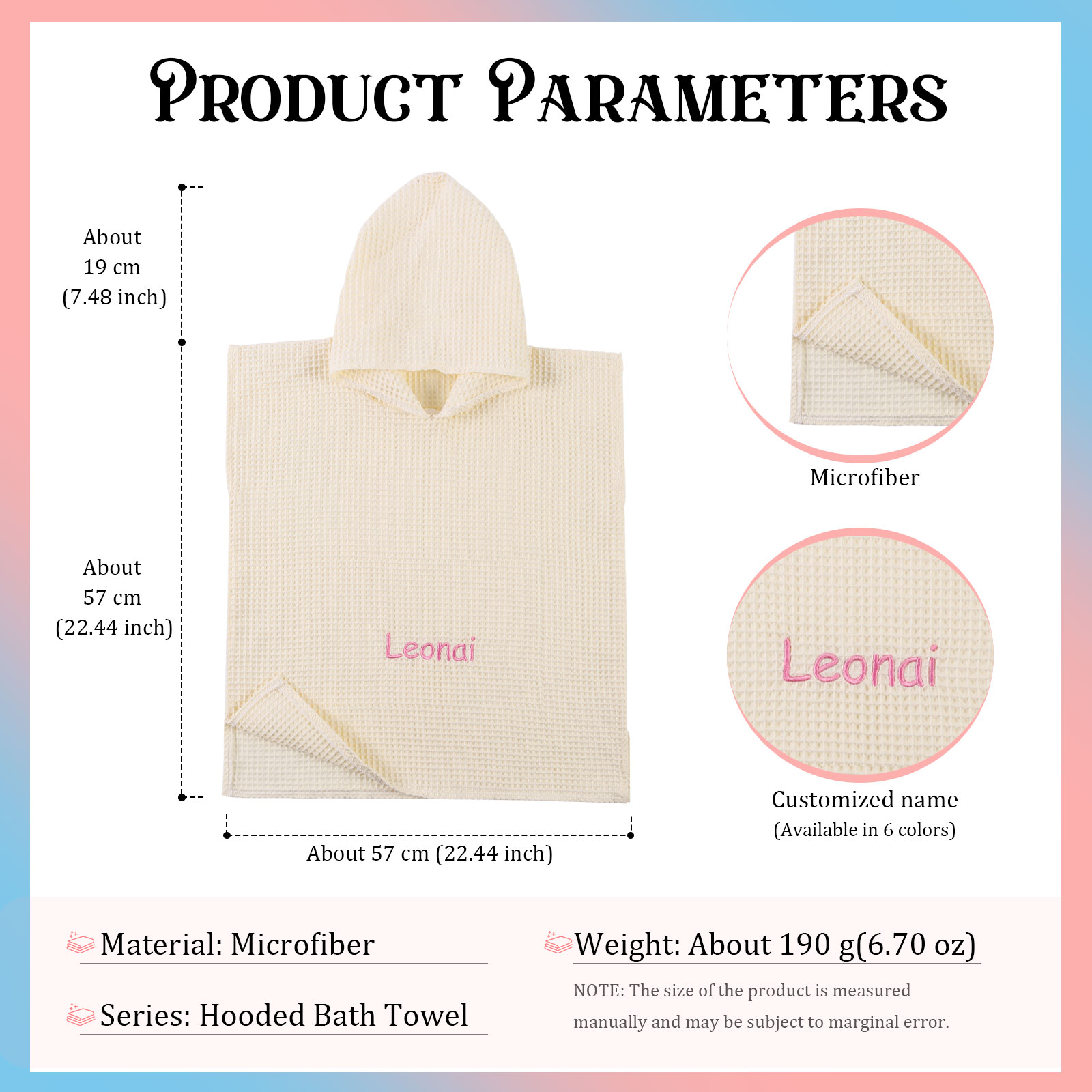Personalised Name Hooded Baby Poncho Towel Muslin Bath Poncho For Toddler Kids Cotton Waffle Hooded Baby Bath Towels
