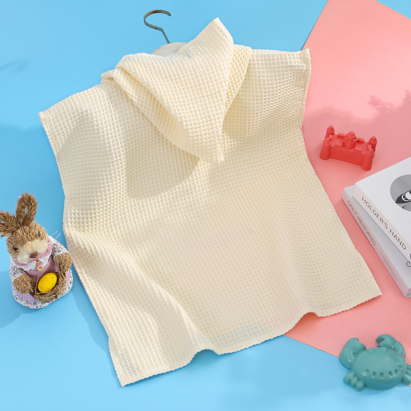 Personalised Name Hooded Baby Poncho Towel Muslin Bath Poncho For Toddler Kids Cotton Waffle Hooded Baby Bath Towels