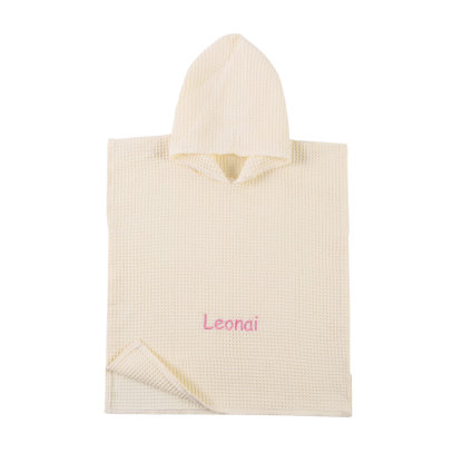 Personalised Name Hooded Baby Poncho Towel Muslin Bath Poncho For Toddler Kids Cotton Waffle Hooded Baby Bath Towels
