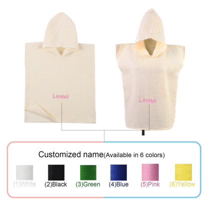 Personalised Name Hooded Baby Poncho Towel Muslin Bath Poncho For Toddler Kids Cotton Waffle Hooded Baby Bath Towels