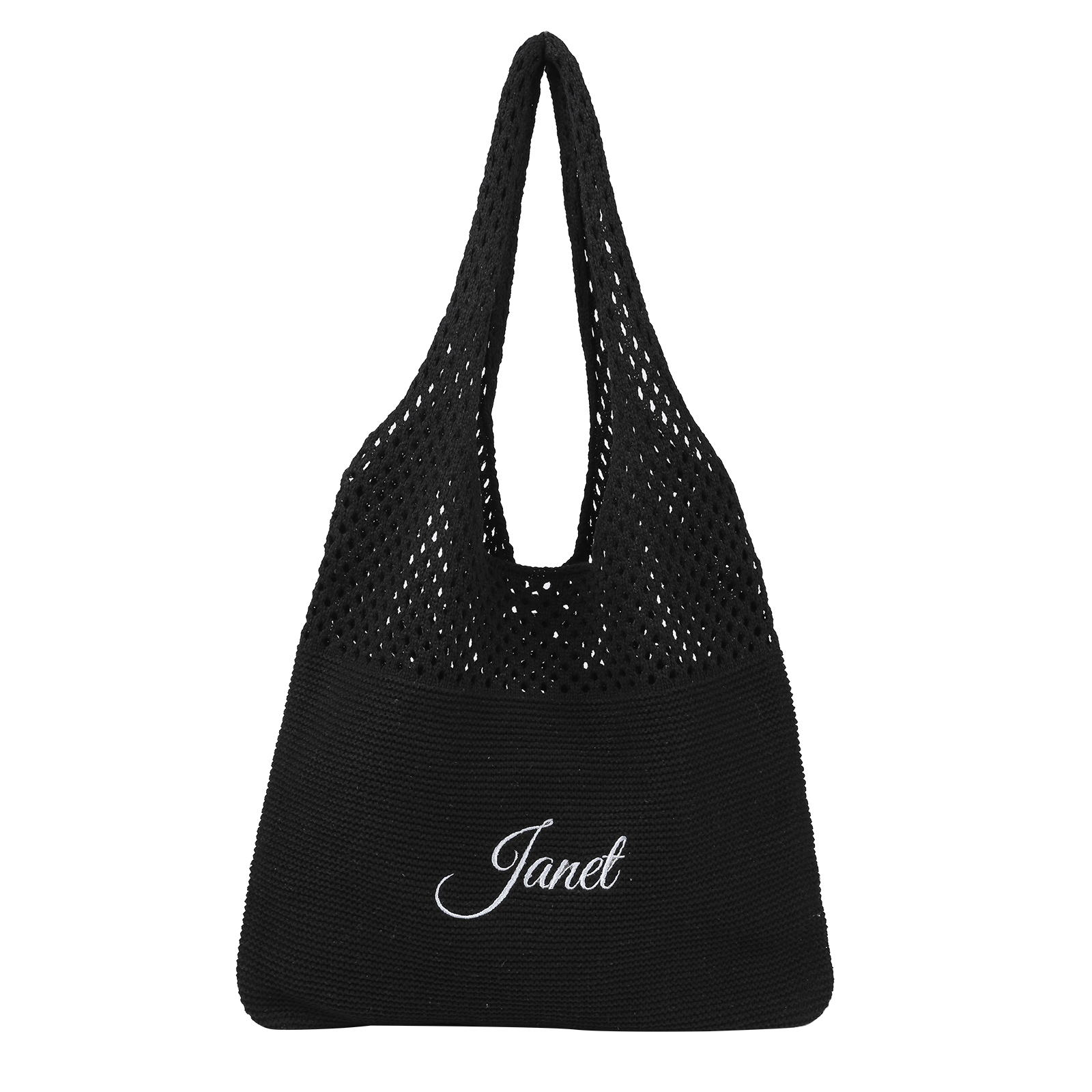Personalised Women’s Casual Shoulder Bag with 1 Name Hollow Knitting H