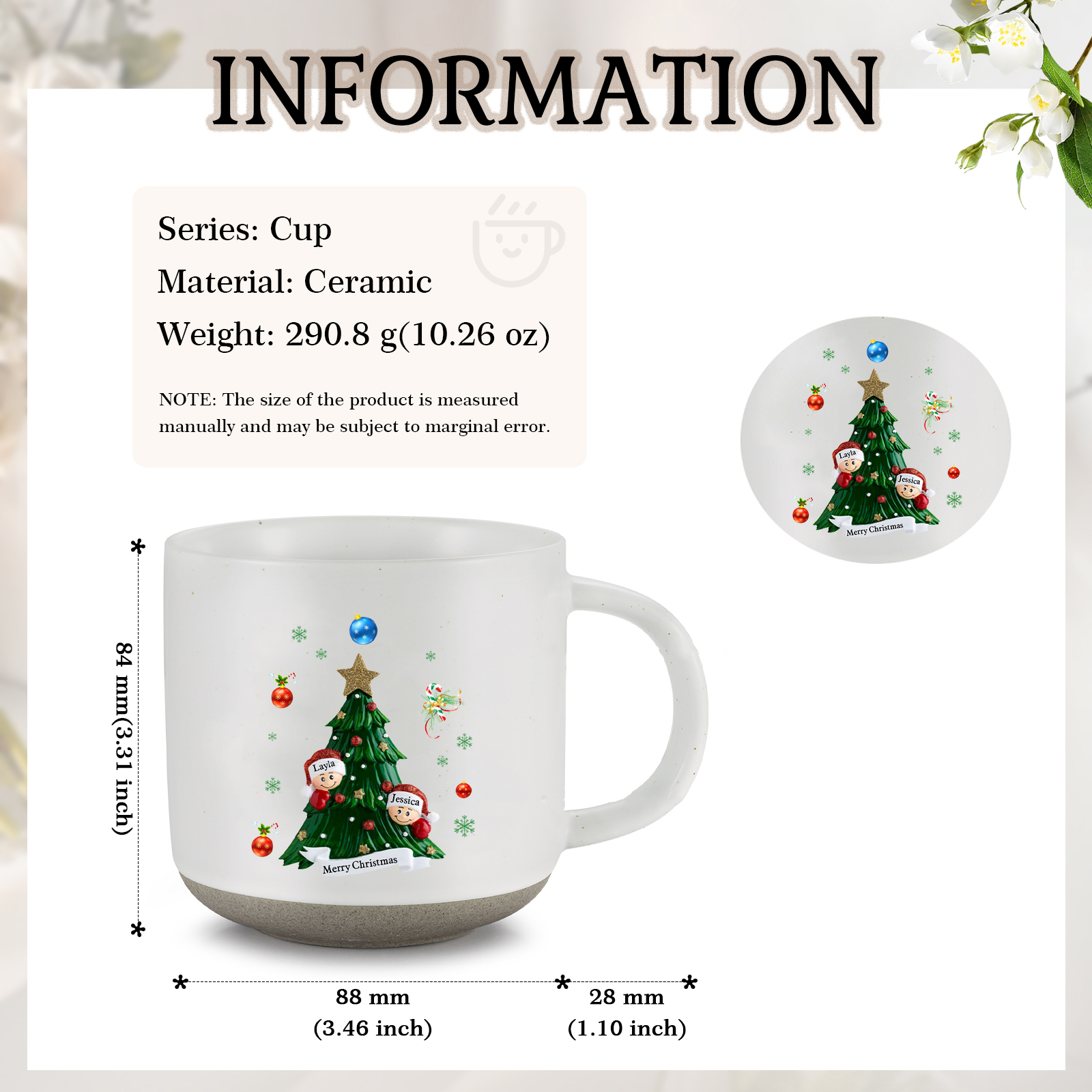 Personalised Christmas Tree Mug with Custom 2-6 Names and Text Perfect Holiday Gift for Family