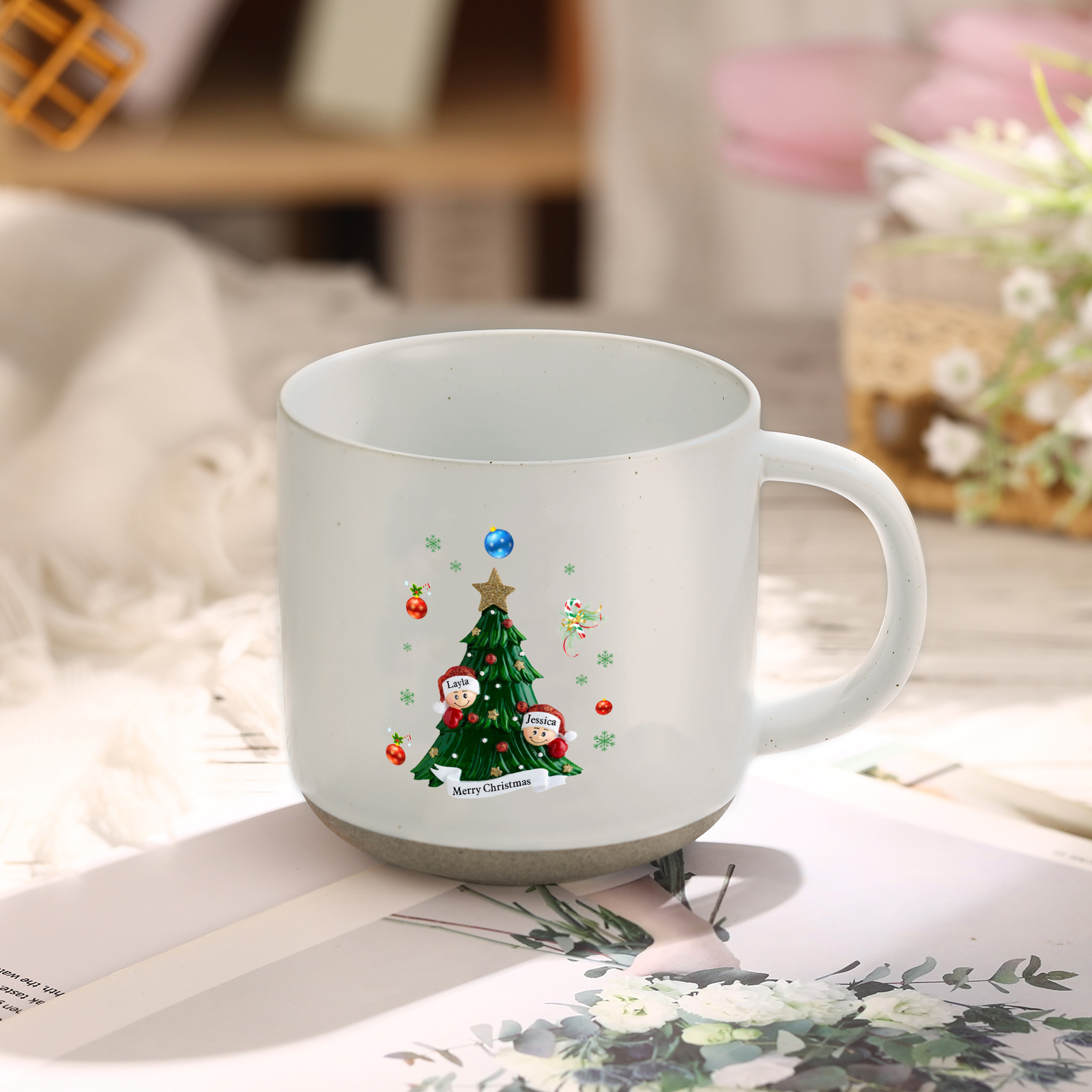 Personalised Christmas Tree Mug with Custom 2-6 Names and Text Perfect Holiday Gift for Family-Jessemade AU