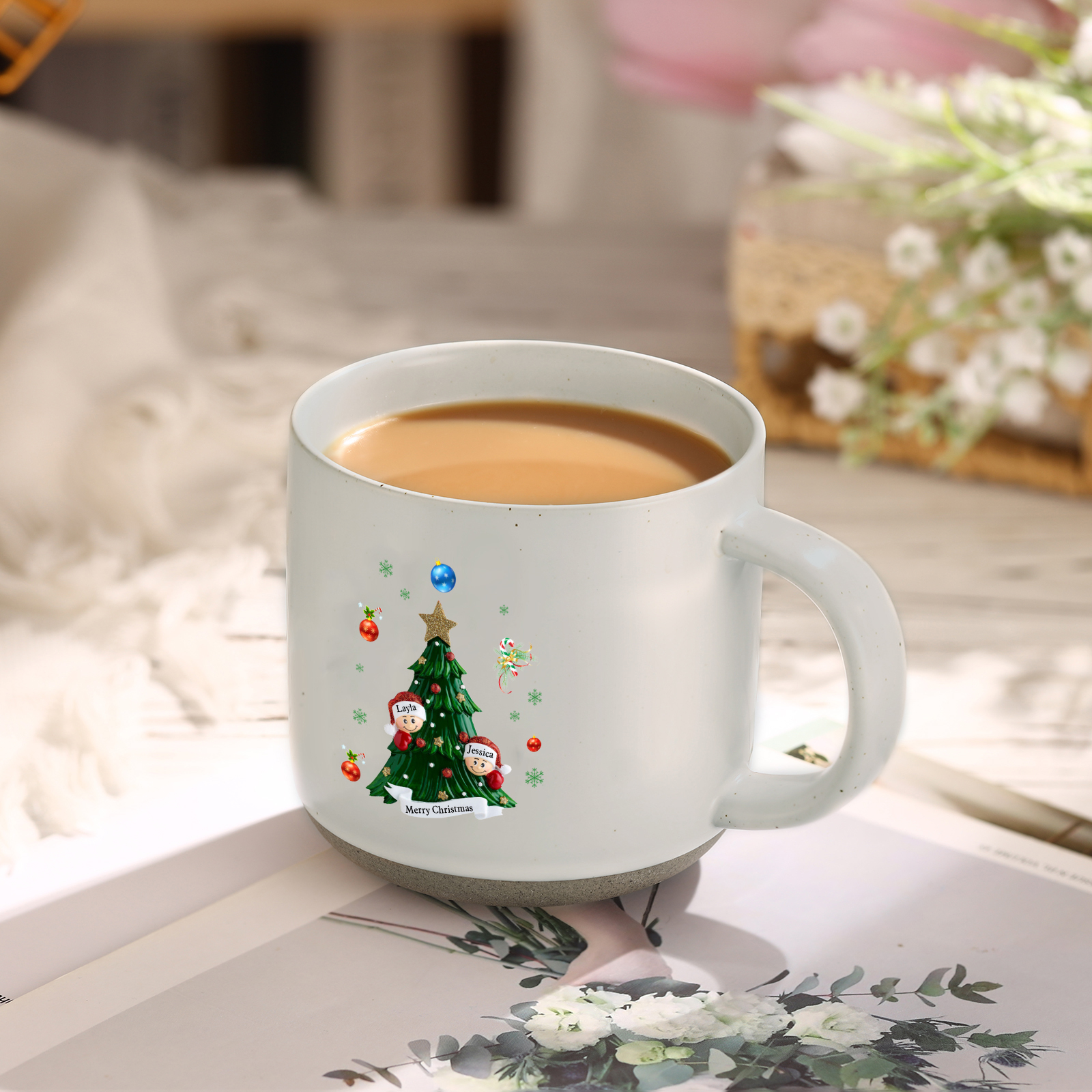 Personalised Christmas Tree Mug with Custom 2-6 Names and Text Perfect Holiday Gift for Family-Jessemade AU