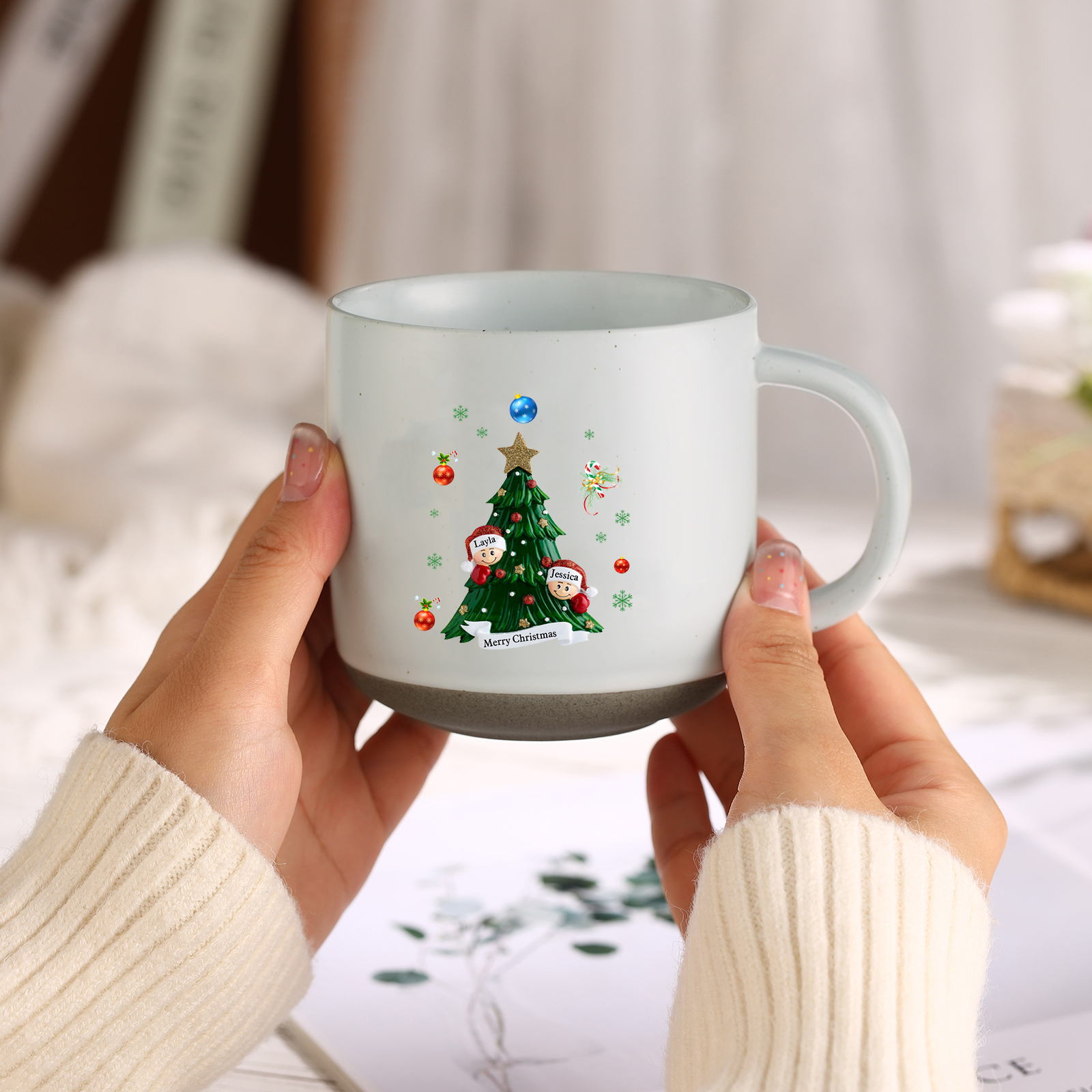 Personalised Christmas Tree Mug with Custom 2-6 Names and Text Perfect Holiday Gift for Family-Jessemade AU