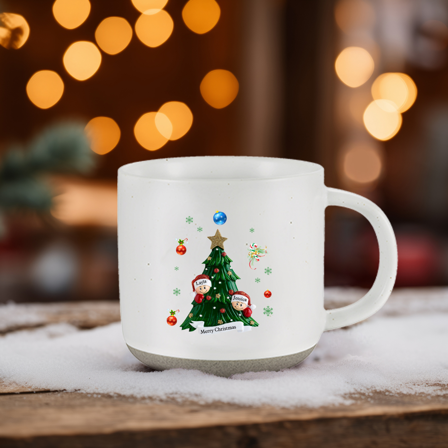 Personalised Christmas Tree Mug with Custom 2-6 Names and Text Perfect Holiday Gift for Family