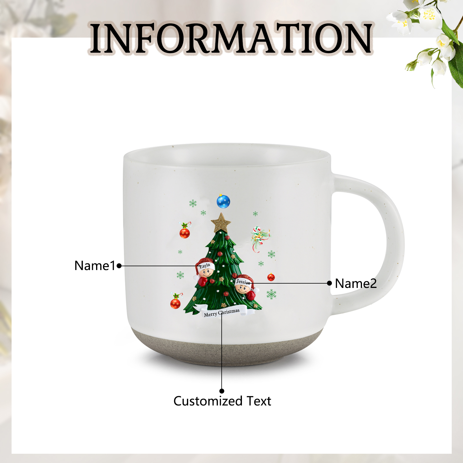 Personalised Christmas Tree Mug with Custom 2-6 Names and Text Perfect Holiday Gift for Family-Jessemade AU