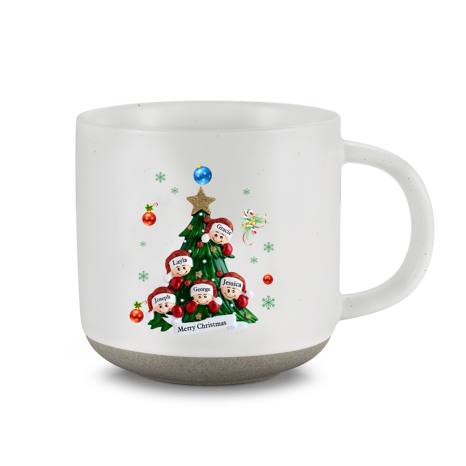 Personalised Christmas Tree Mug with Custom 2-6 Names and Text Perfect Holiday Gift for Family