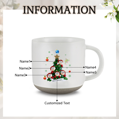 Personalised Christmas Tree Mug with Custom 2-6 Names and Text Perfect Holiday Gift for Family