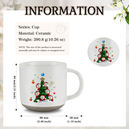 Personalised Christmas Tree Mug with Custom 2-6 Names and Text Perfect Holiday Gift for Family