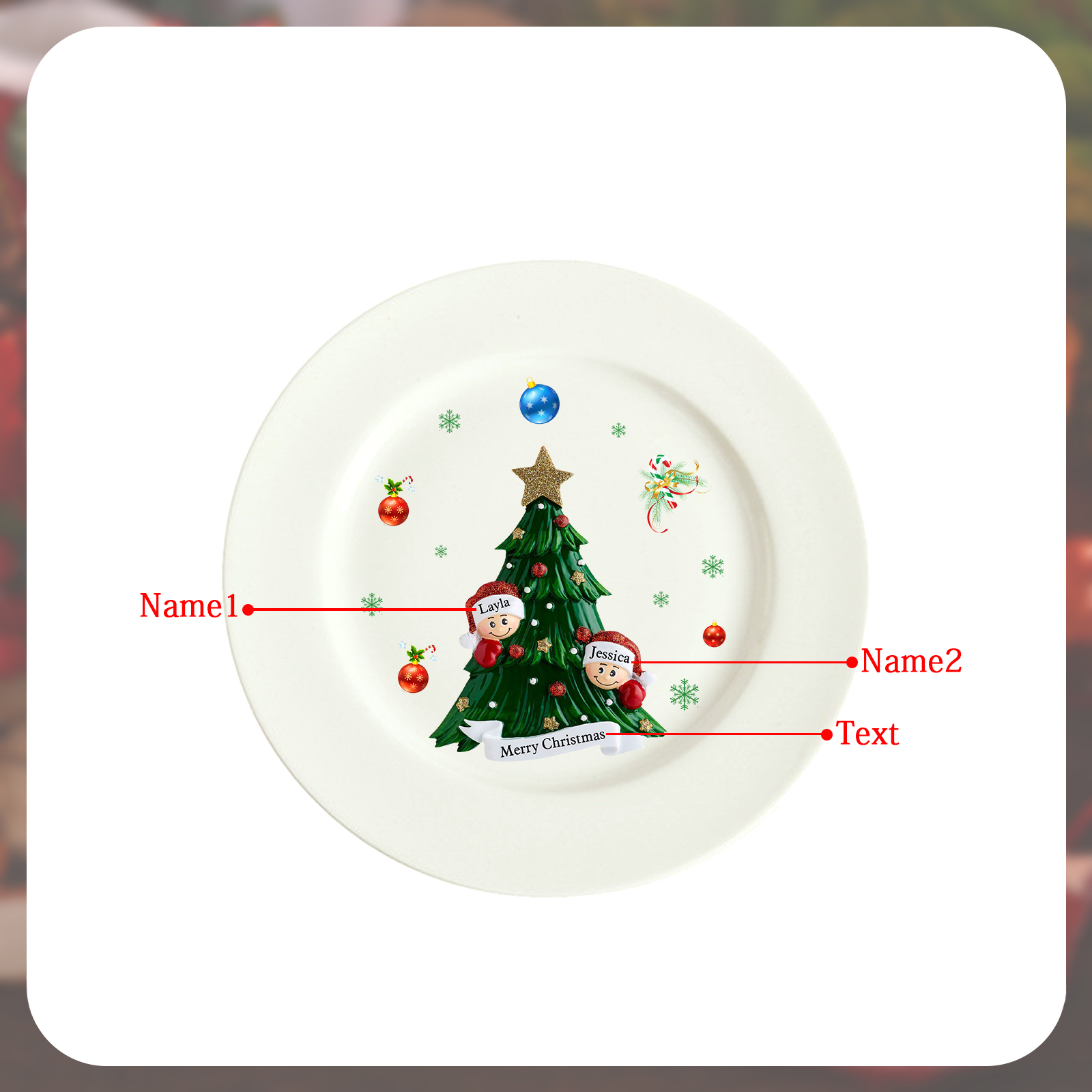 Personalised Christmas Plates for Friends with 2-6 Names A Festive Gift
