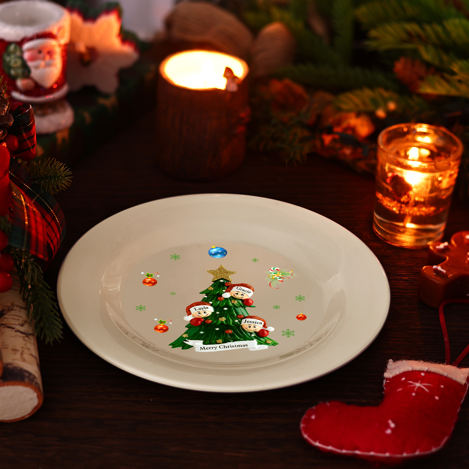 Personalised Christmas Plates for Friends with 2-6 Names A Festive Gift