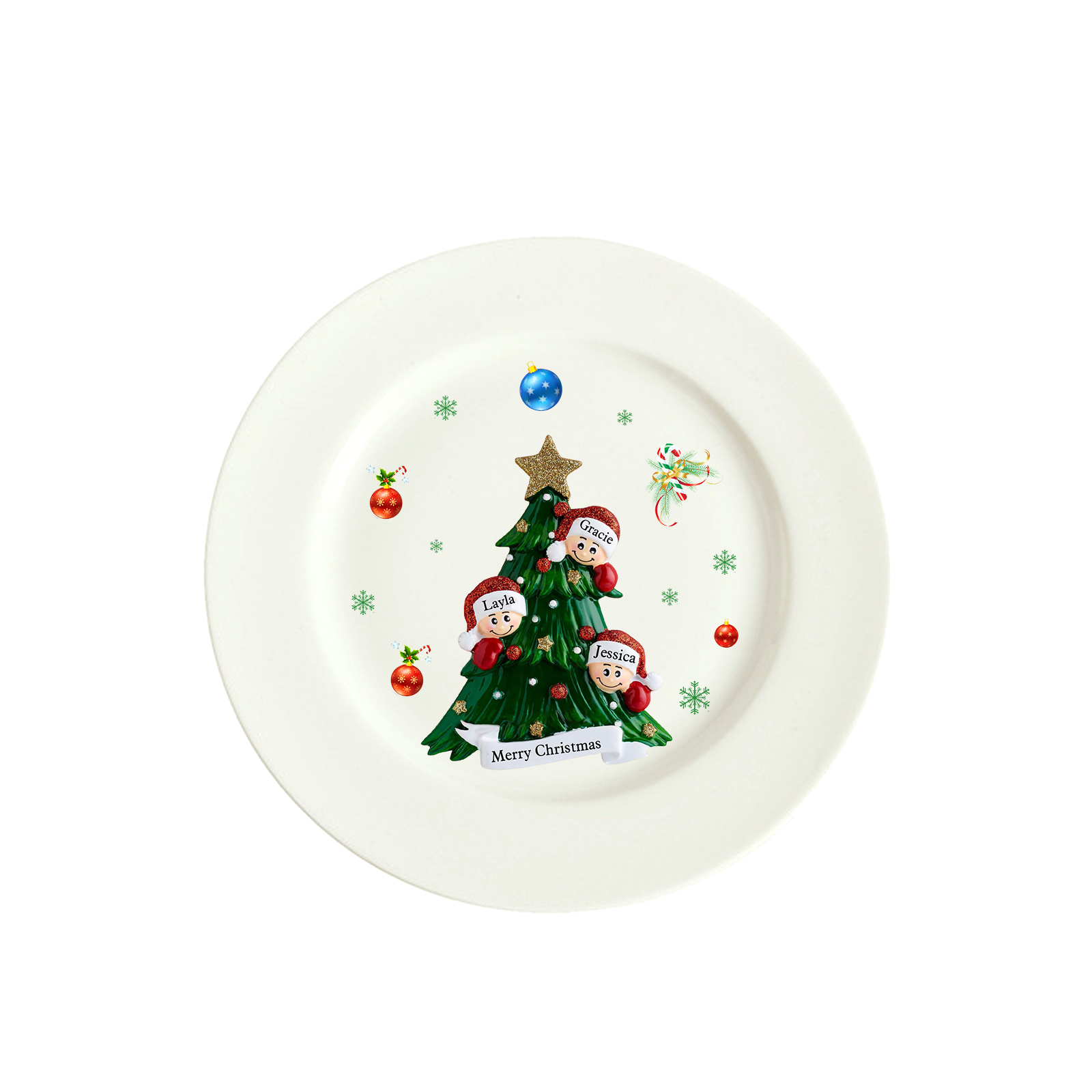Personalised Christmas Plates for Friends with 2-6 Names A Festive Gift