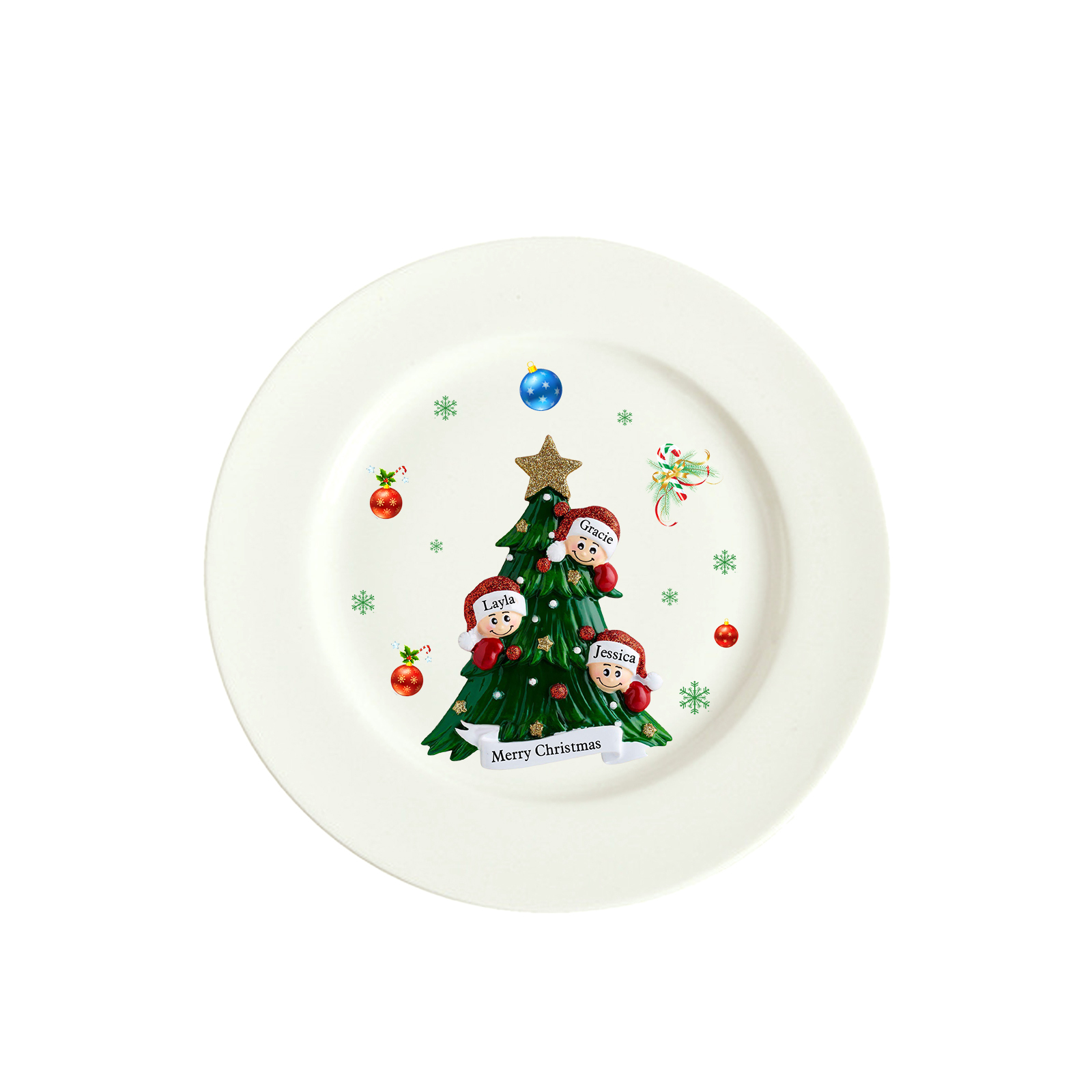 Personalised Christmas Plates for Friends with 2-6 Names A Festive Gift