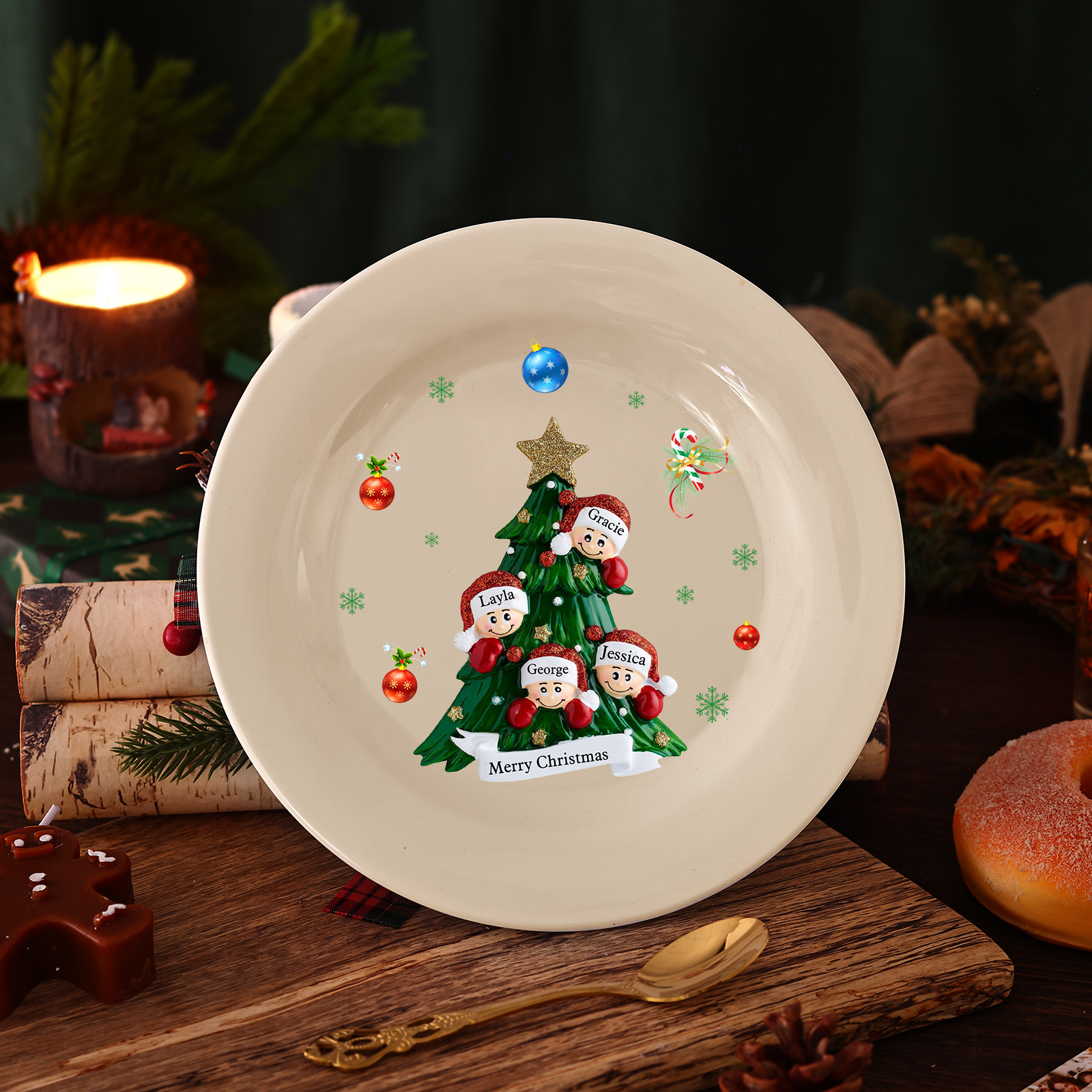 Personalised Christmas Plates for Friends with 2-6 Names A Festive Gift