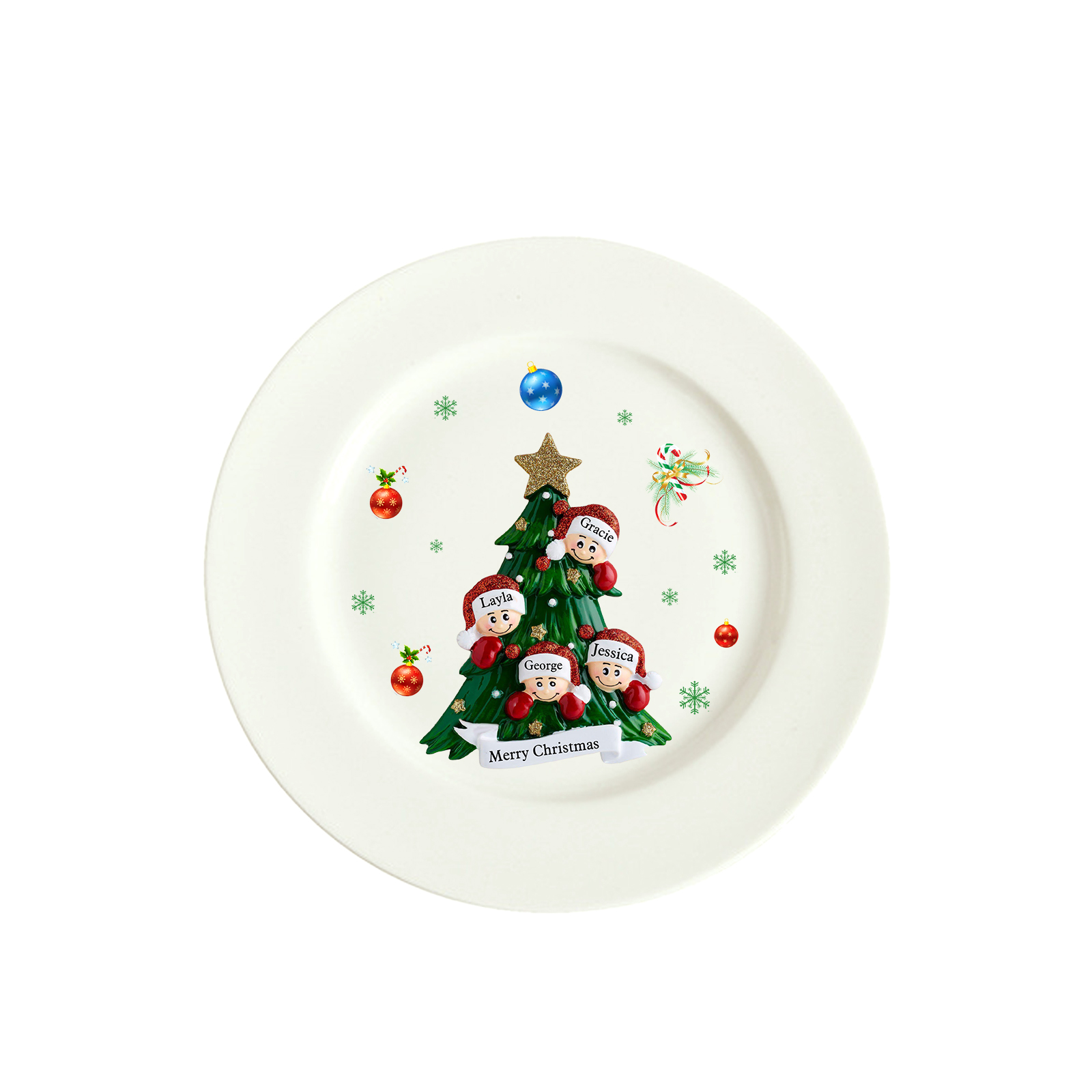 Personalised Christmas Plates for Friends with 2-6 Names A Festive Gift
