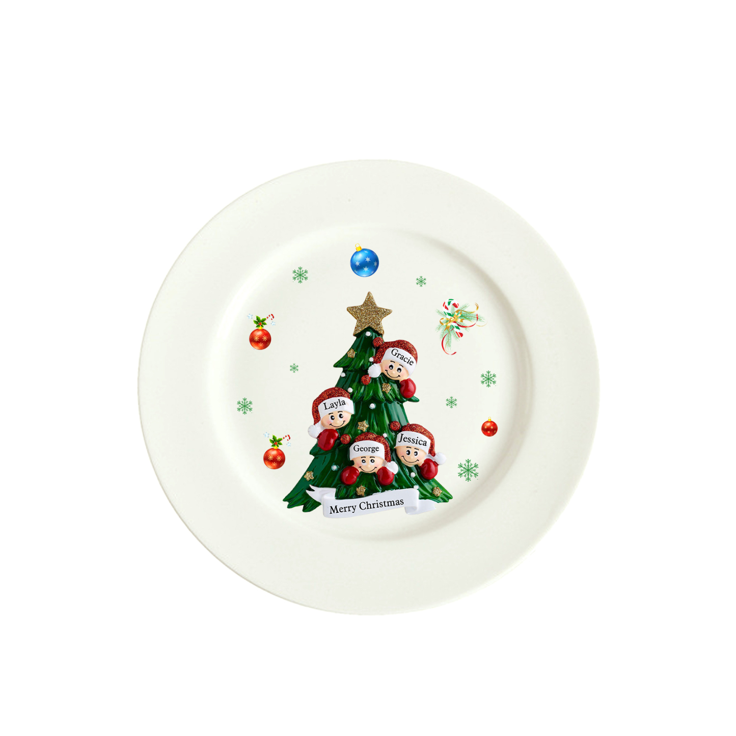 Personalised Christmas Plates for Friends with 2-6 Names A Festive Gift