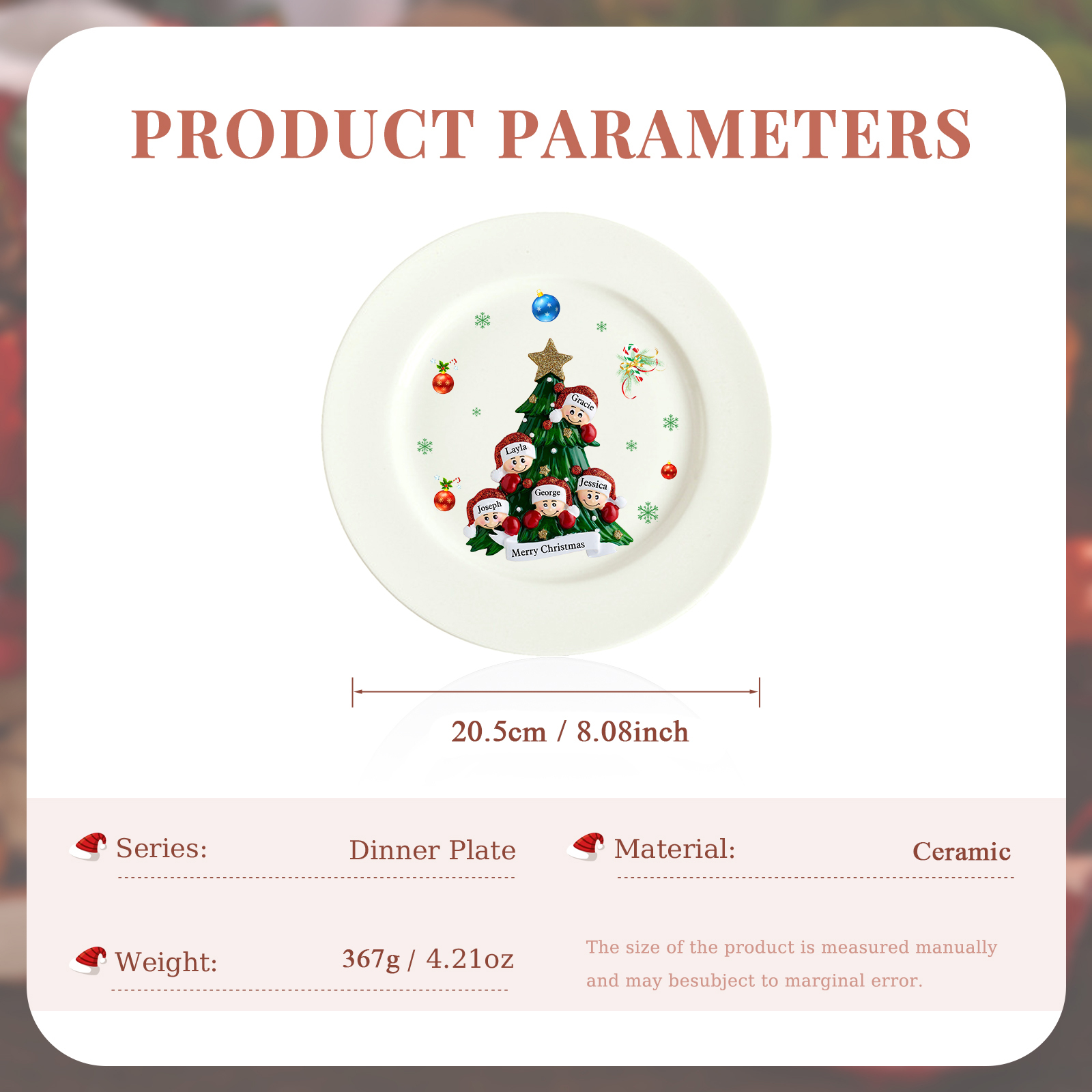 Personalised Christmas Plates for Friends with 2-6 Names A Festive Gift