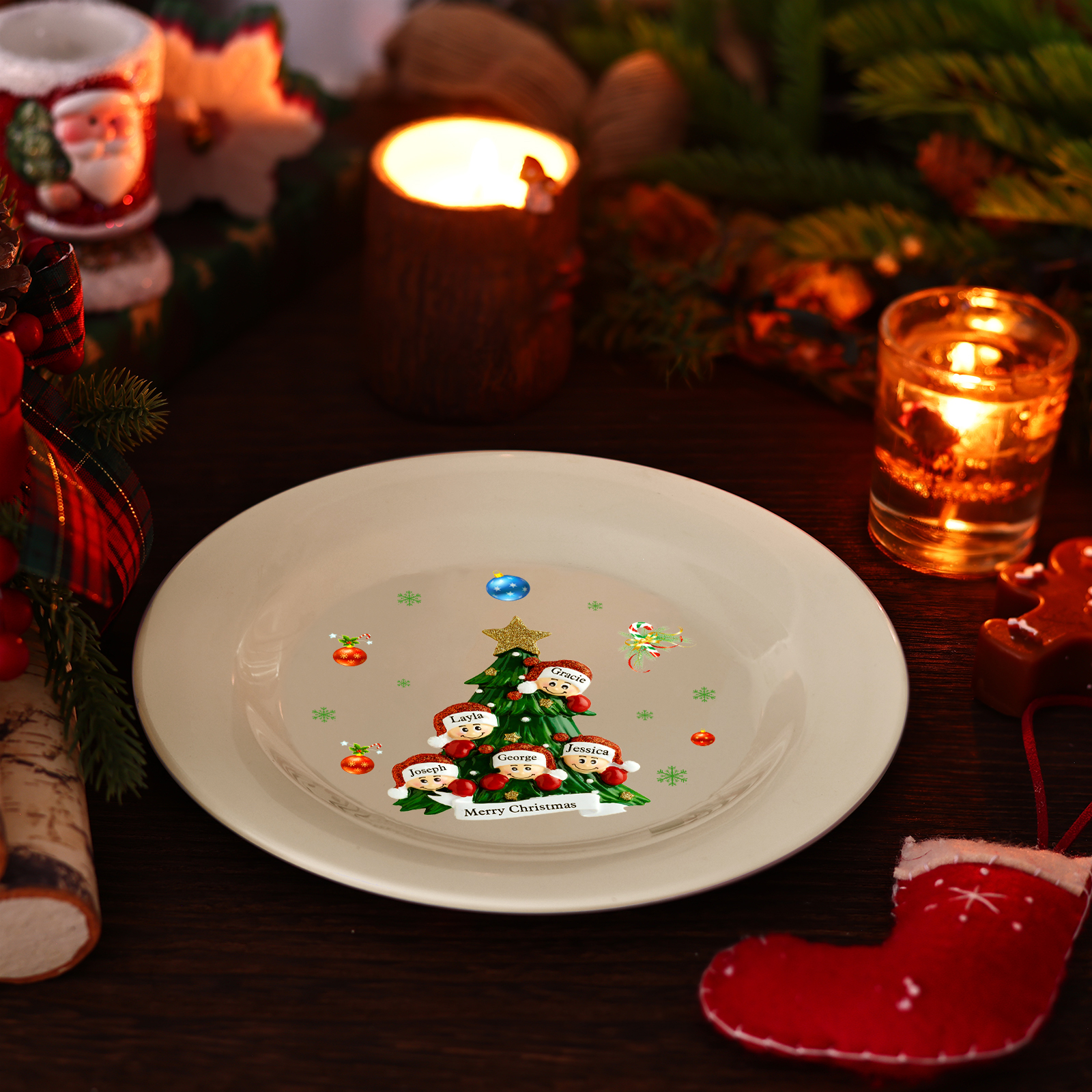 Personalised Christmas Plates for Friends with 2-6 Names A Festive Gift