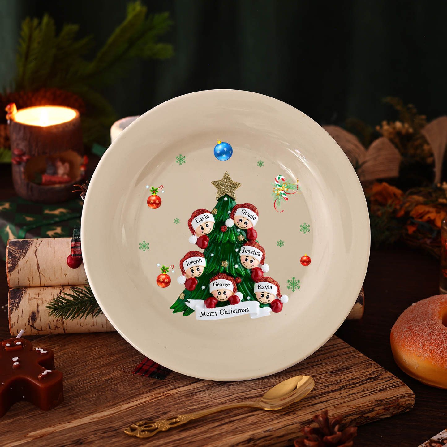 Personalised Christmas Plates for Friends with 2-6 Names A Festive Gift