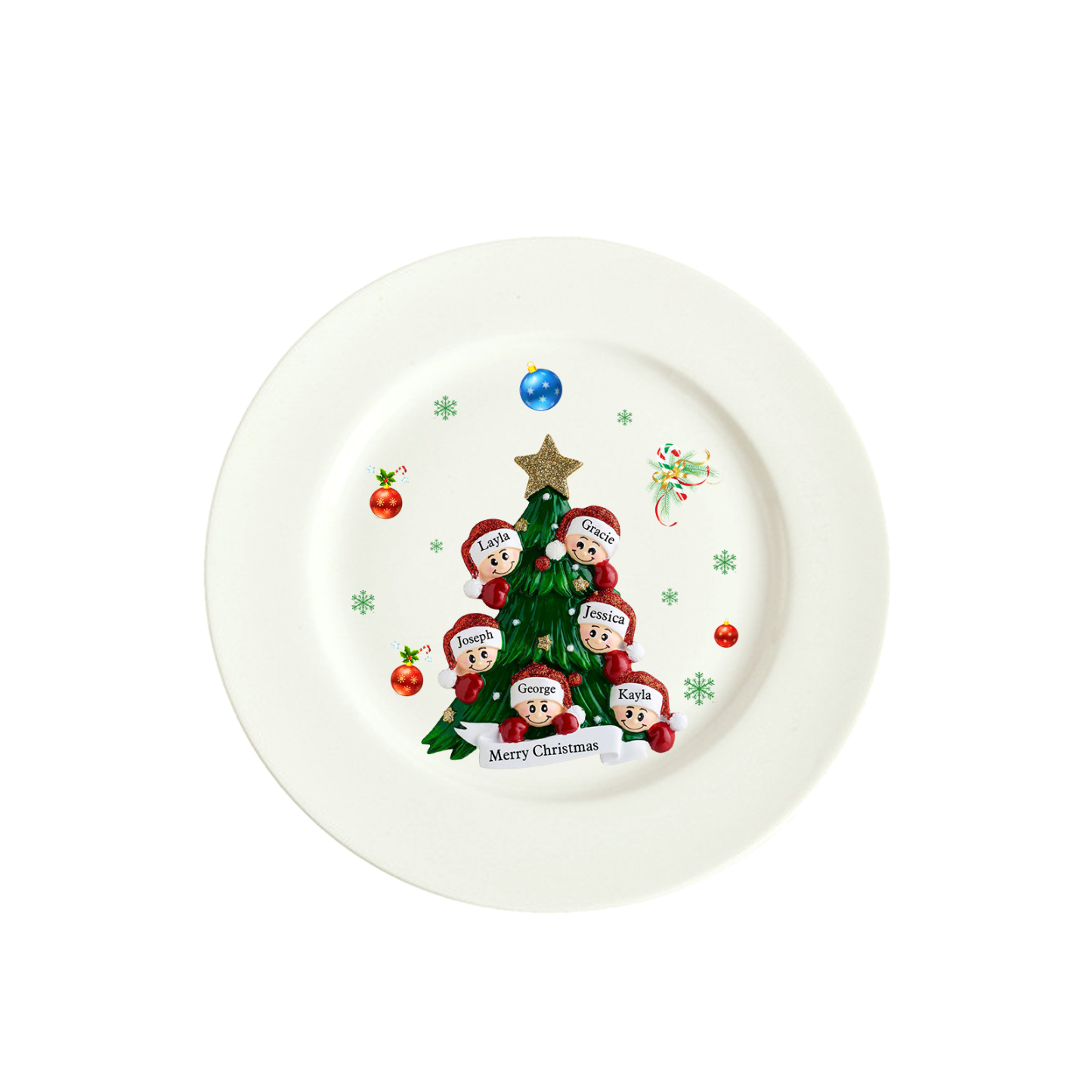 Personalised Christmas Plates for Friends with 2-6 Names A Festive Gift