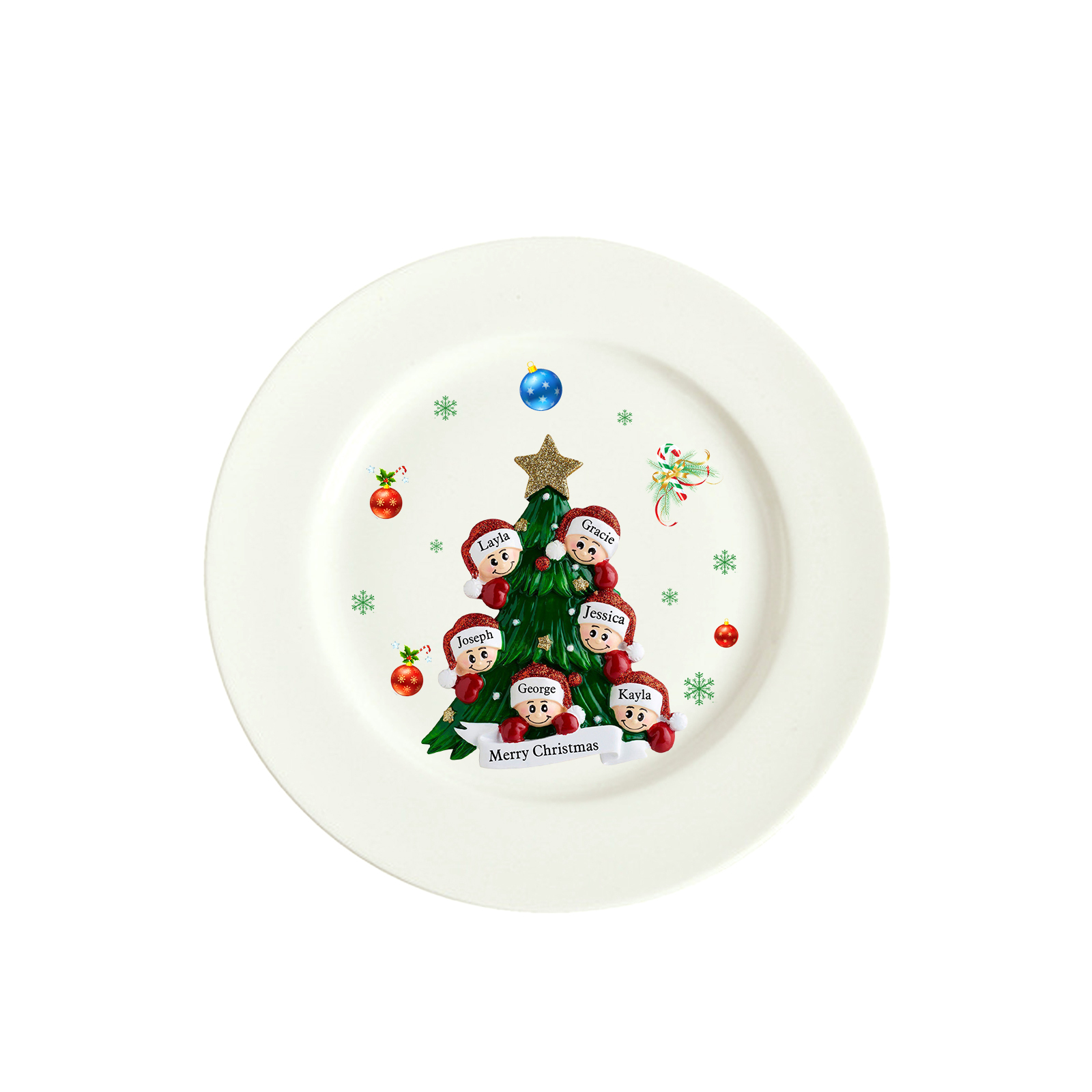 Personalised Christmas Plates for Friends with 2-6 Names A Festive Gift